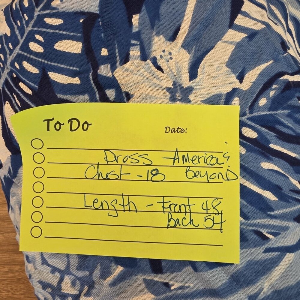 America & Beyond Blue Tropical Maxi Dress Boho Resort Vacation Flowy Beach XL - Picture 14 of 15